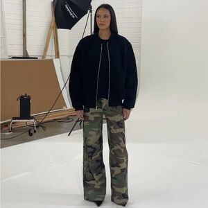 NWT EB Denim Lombardi Cotton Bomber Oversized Jacket Revolve size medium